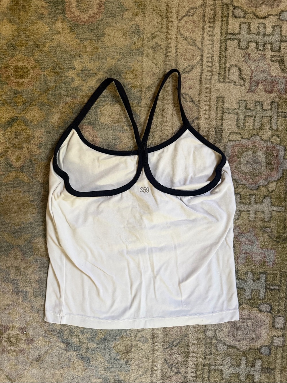 Splits59 White & Navy Trim Built-In Bra Cami